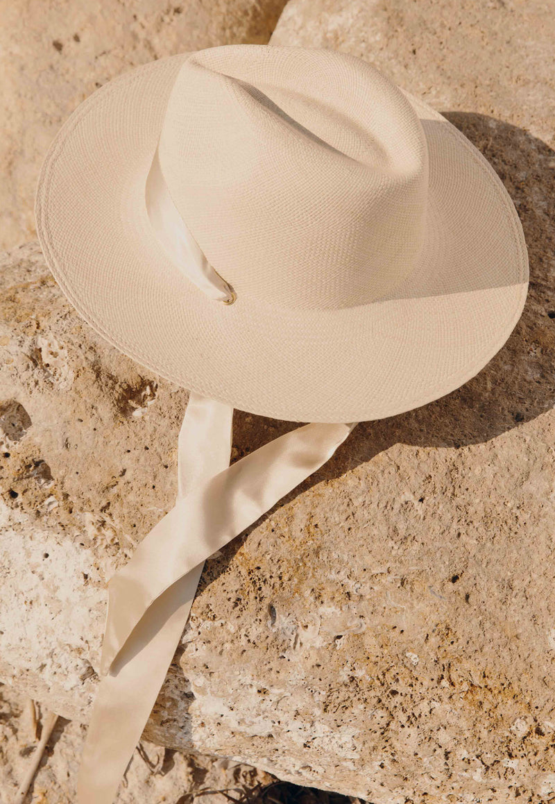 Van Palma Helios Hat in Toquilla Straw with Satin Ribbon