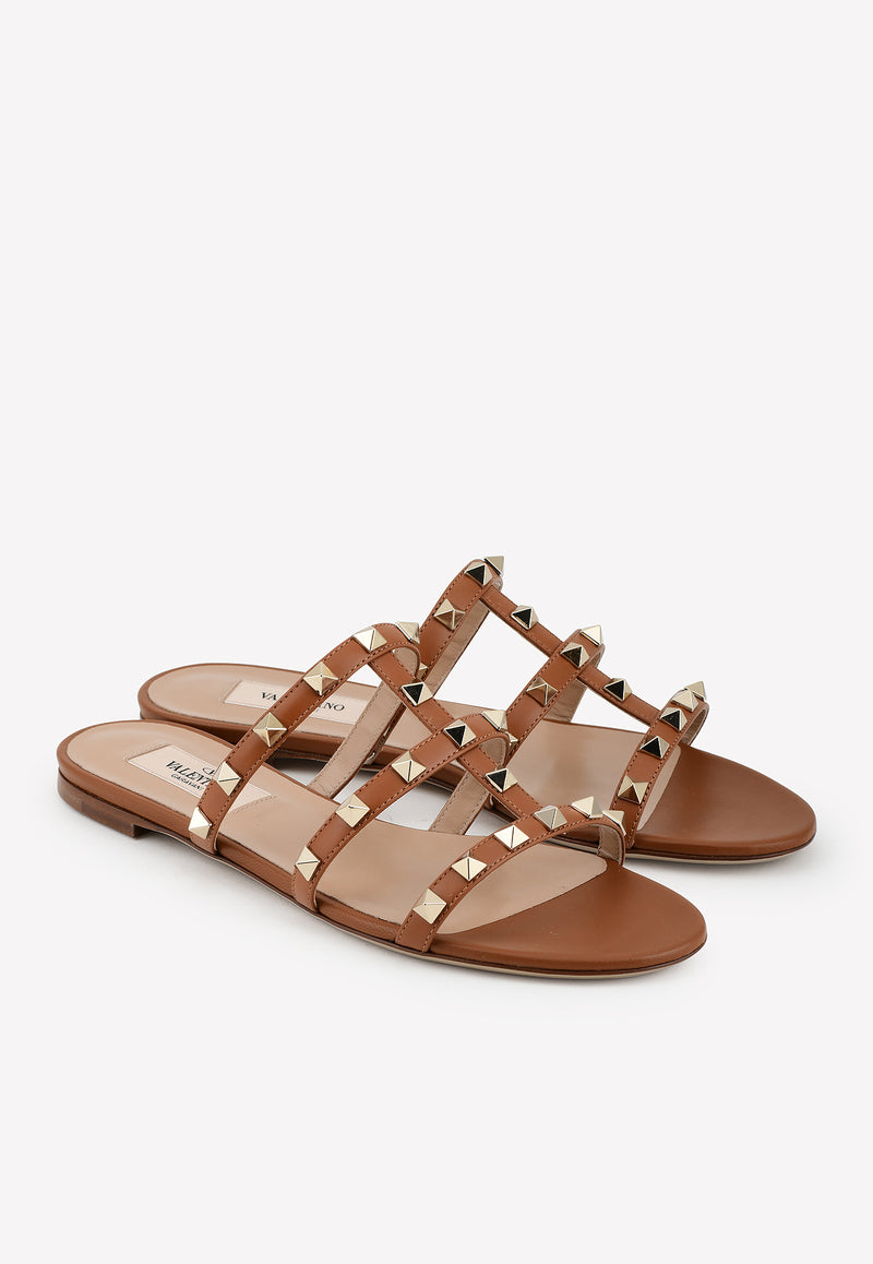 Rockstud Nappa Leather Caged Flats