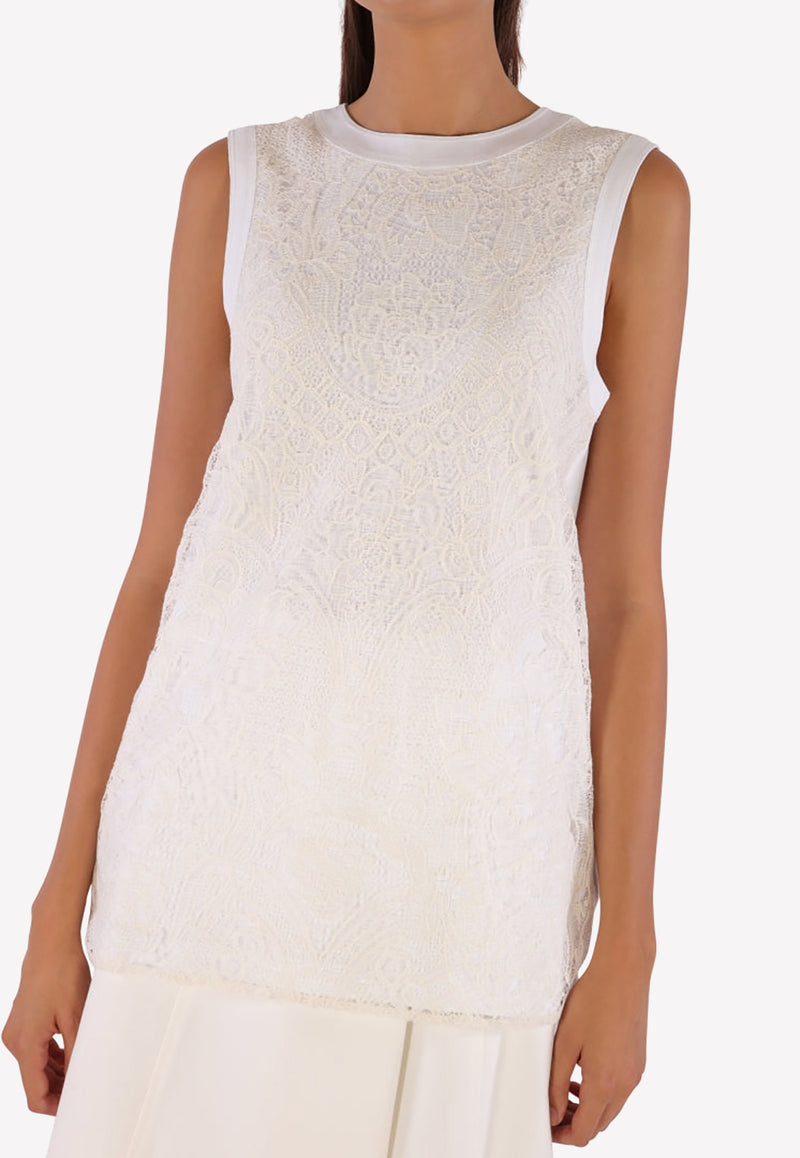 Vera Wang Sleeveless Lace Top R217T44 White