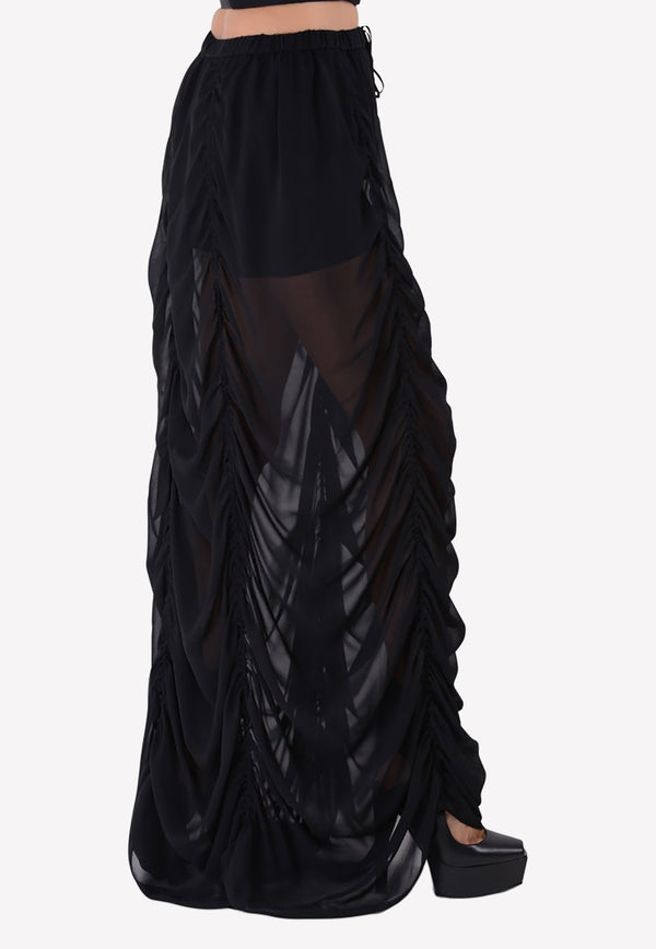 Vera Wang Silk Draped Maxi Skirt R217S55 Black