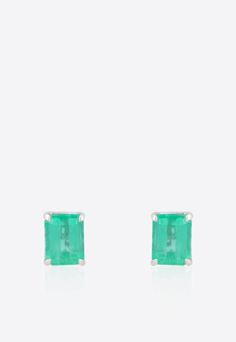 Vivid Jewelers Special Order - Certified Colombian Emerald Line Earrings with Convertible Studs Green