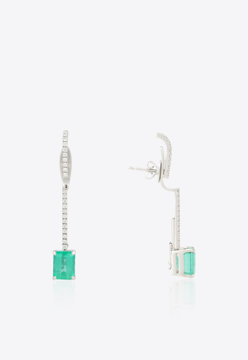 Vivid Jewelers Special Order - Certified Colombian Emerald Line Earrings with Convertible Studs Green