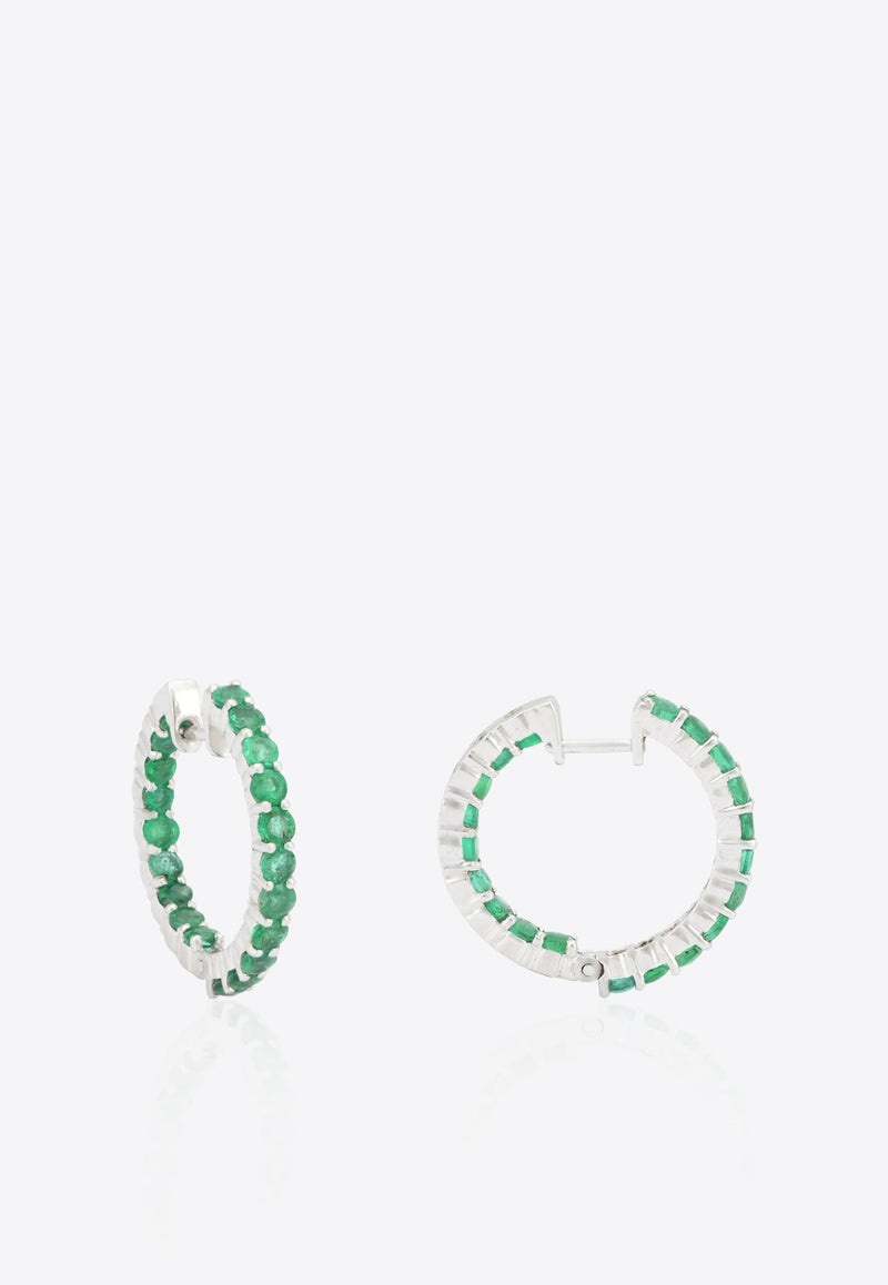 Vivid Jewelers Special Order - Emerald Hoops in White-Gold Green