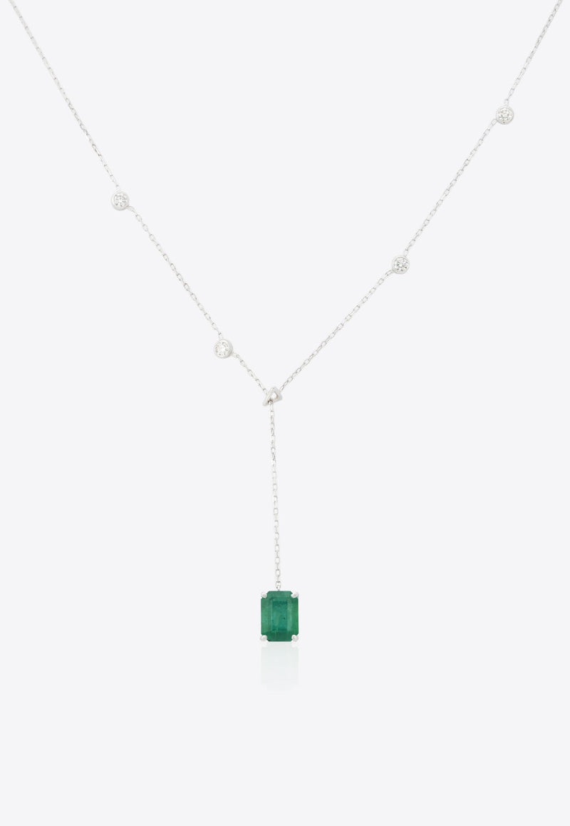 Vivid Jewelers Special Order- En-V Necklace in White-Gold with Zambian Emerald White Gold