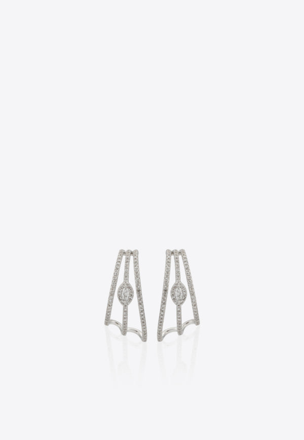 White Gold and Diamond Geometric Earrings