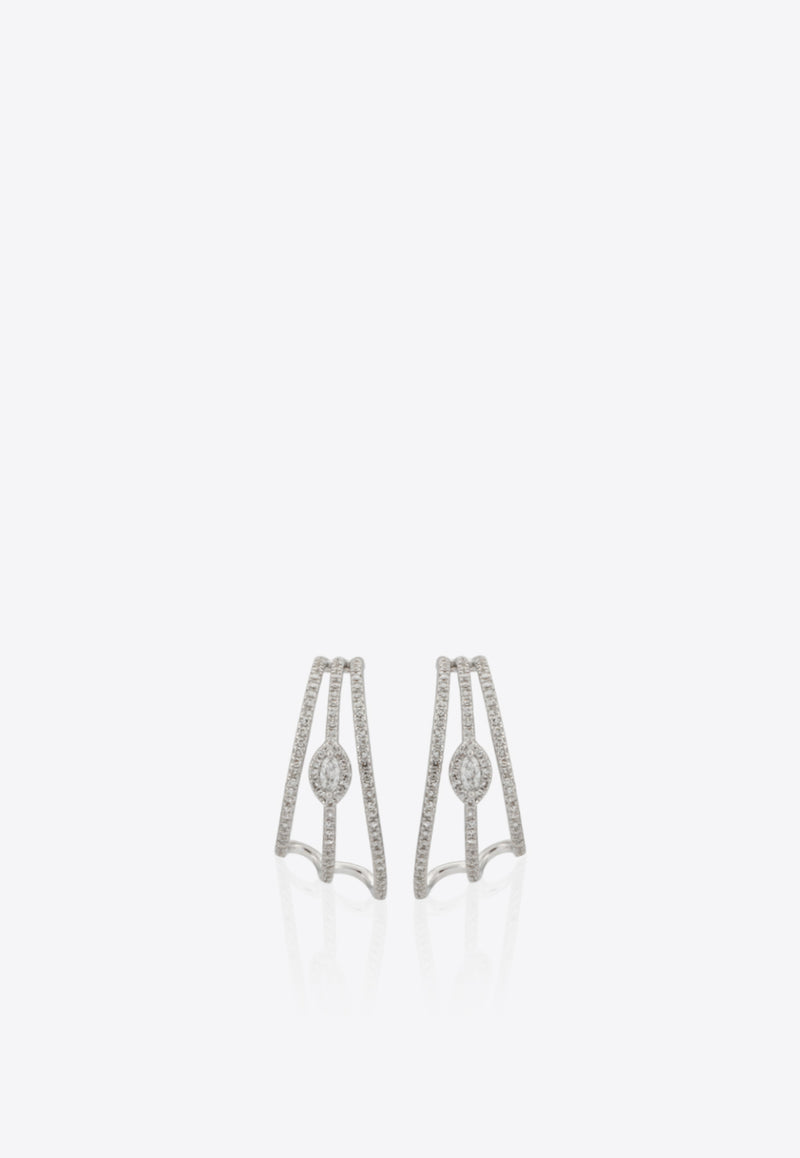 White Gold and Diamond Geometric Earrings