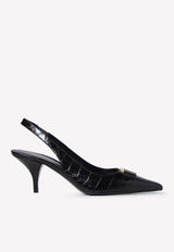 Tom Ford 75 Slingback Pumps in Croc Embossed Leather W3164-LCL125G 1N001 Black