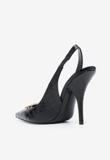 Tom Ford 110 TF Slingback Pumps in Croc-Embossed Leather Black W3165-LCL125G 1N001