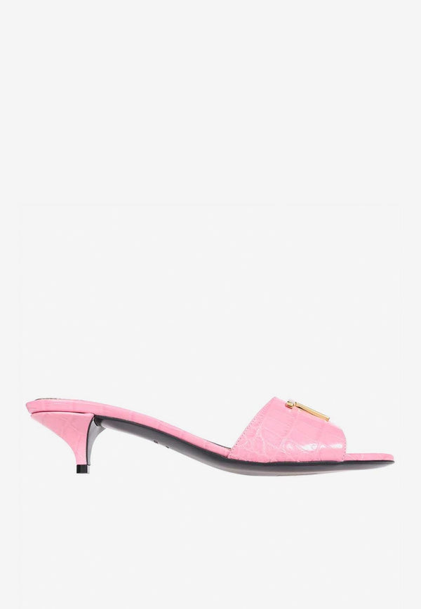 Tom Ford 40 TF Sandals in Croc-Embossed Leather Pink W3215-LCL125G 1P003