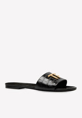 Tom Ford TF Slides in Croc Embossed Leather W3216-LCL125G 1N001 Black