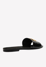 Tom Ford TF Slides in Croc Embossed Leather W3216-LCL125G 1N001 Black