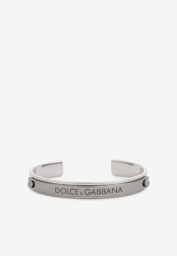 Dolce 
Gabbana Logo-Engraved Cuff Bracelet Silver WBP1T1 W1111 87655