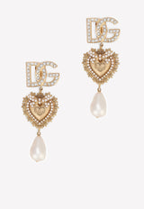 Dolce 
Gabbana Clip-On Drop Earrings with Crystal and Pearl Gold WEN6N1 W1111 ZOO00