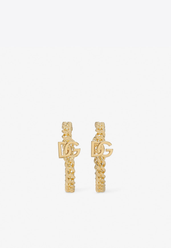 Dolce 
Gabbana DG Logo Creole Hoop Earrings Gold WEN6P4 W1111 ZOO00