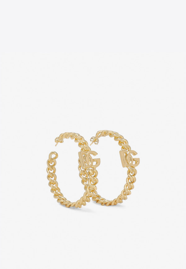 Dolce 
Gabbana DG Logo Creole Hoop Earrings Gold WEN6P4 W1111 ZOO00