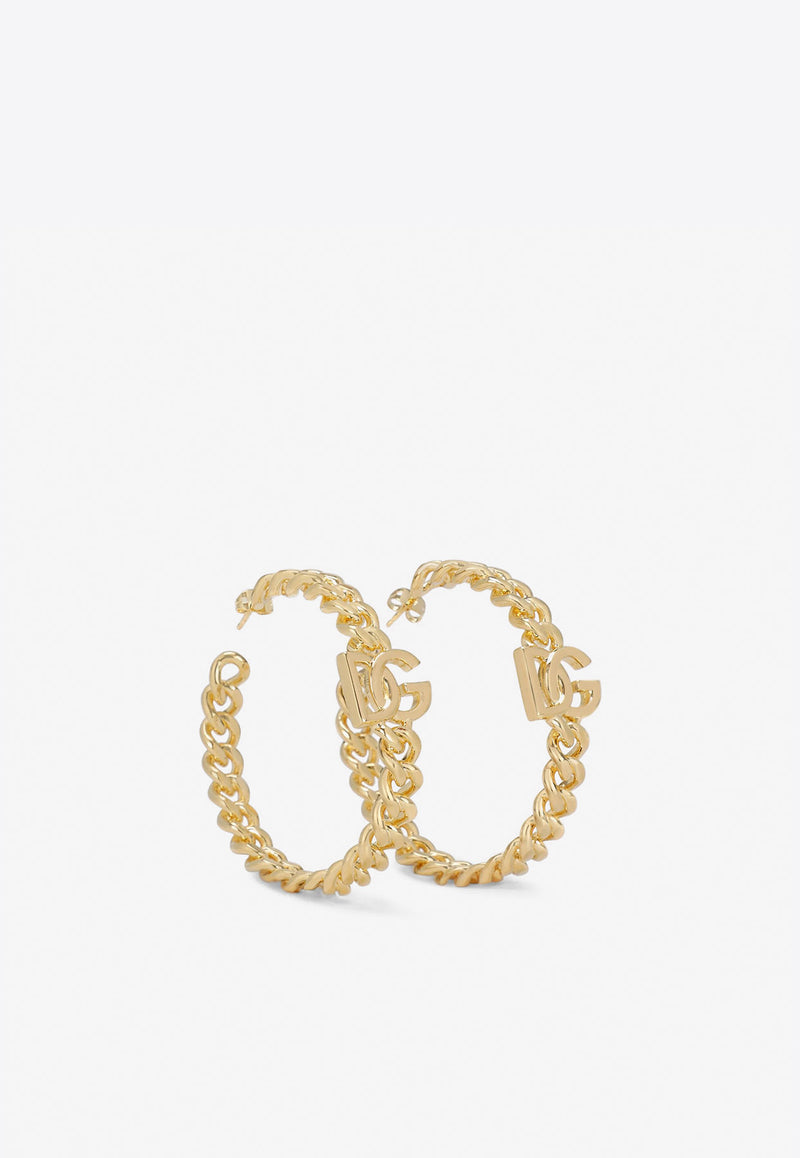 Dolce 
Gabbana DG Logo Creole Hoop Earrings Gold WEN6P4 W1111 ZOO00