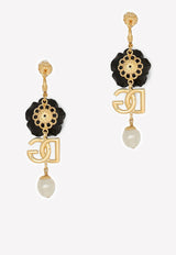 Dolce 
Gabbana Rose and DG Logo Drop Earrings Gold WEN8R1 W1111 ZOO00