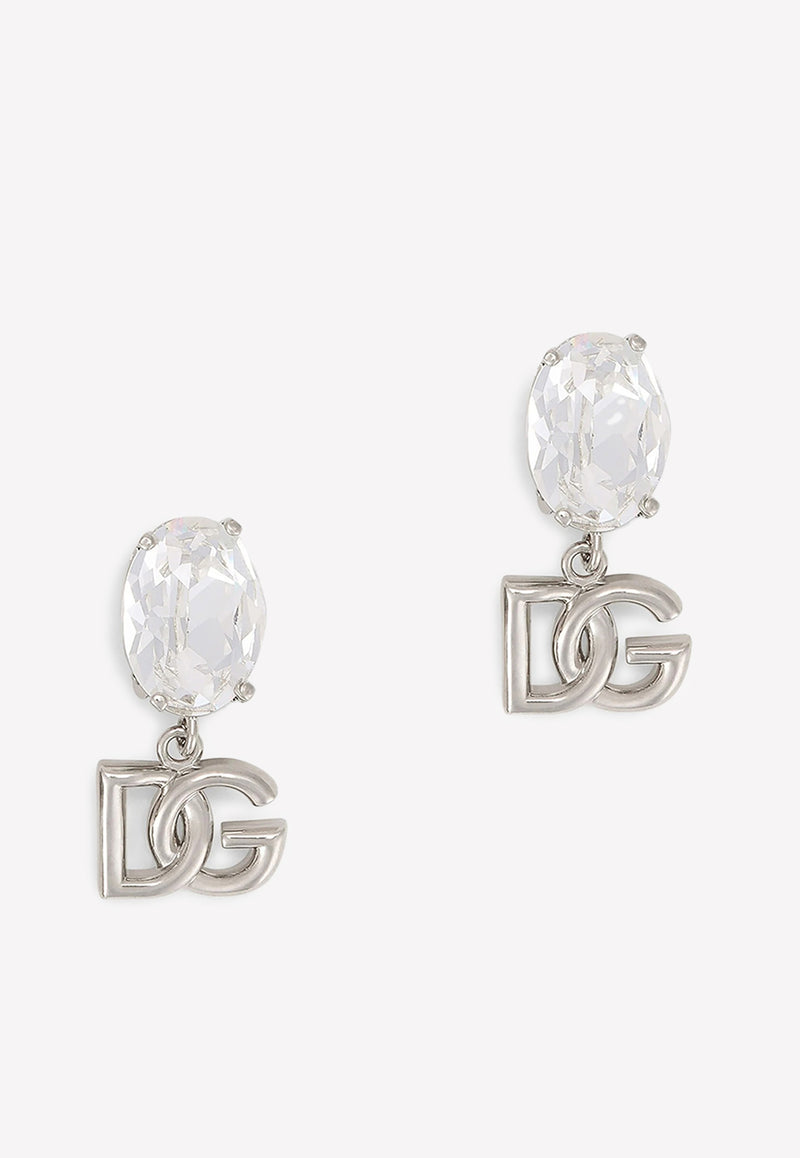 Dolce 
Gabbana Rhinestone and DG Logo Earrings Silver WEO2N2 W1111 87655