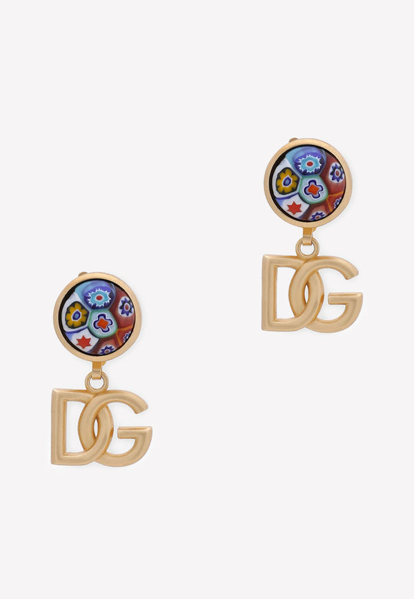 Dolce 
Gabbana Murrine Clip-On Drop Earrings Gold WEO2S1 W1111 ZOO00