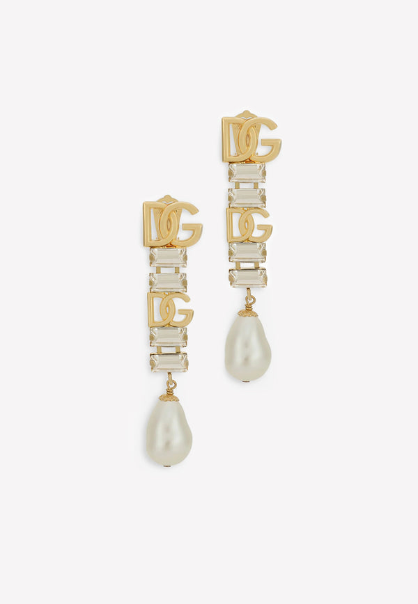 Dolce 
Gabbana Clip-On Crystal and Pearl Drop Earrings Gold WEO8S4 W1111 ZOO00