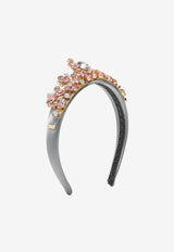 Dolce 
Gabbana Kids Girls Rhinestone Embellished Satin Headband Silver WHM2J7 W1111 ZOO00