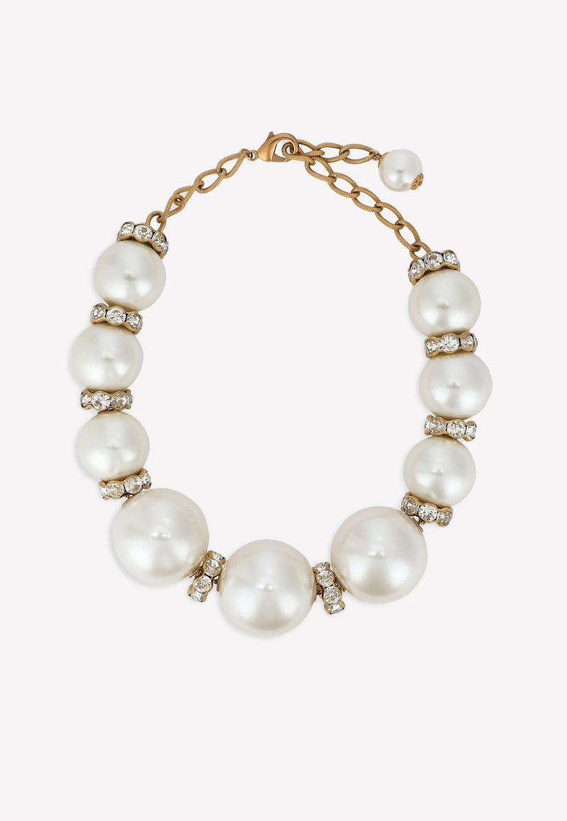 Dolce 
Gabbana Pearl Embellished Necklace Gold WNO8S4 W1111 ZOO00