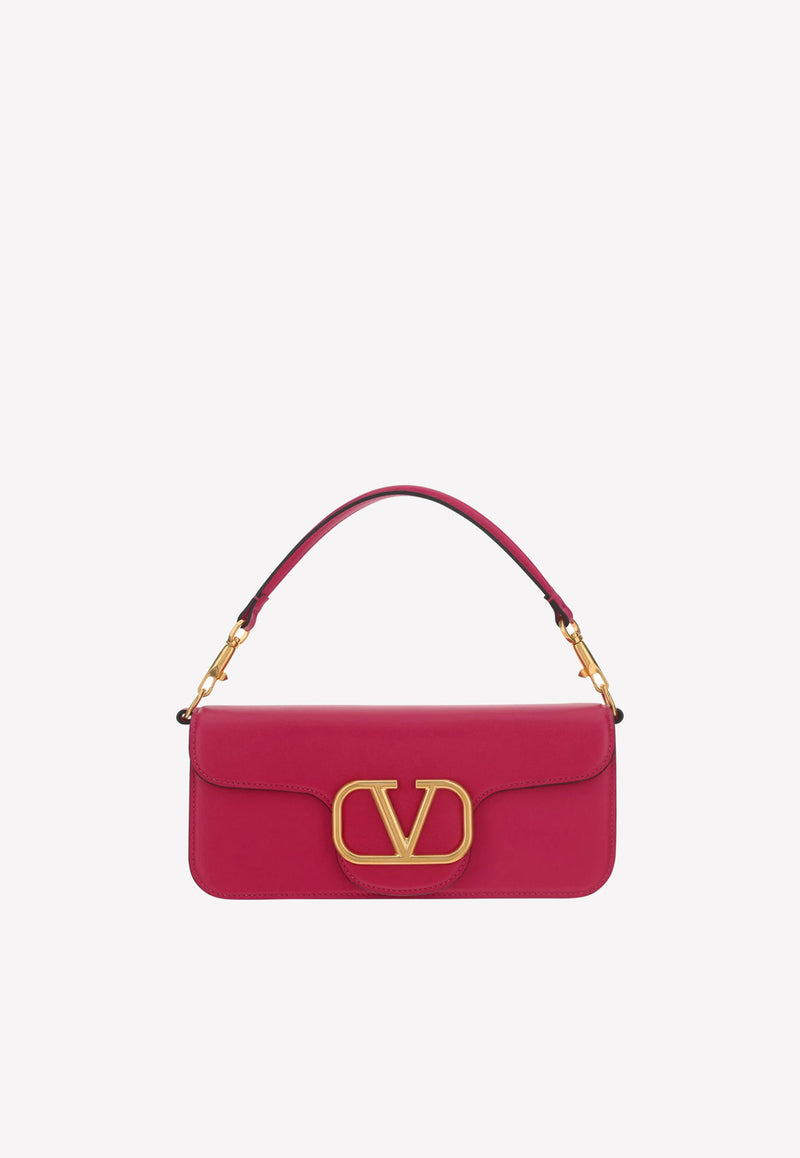 Valentino LOCÒ Calf Leather Top Handle Bag with VLogo Plaque Pink XW0B0K30ZXL MF5