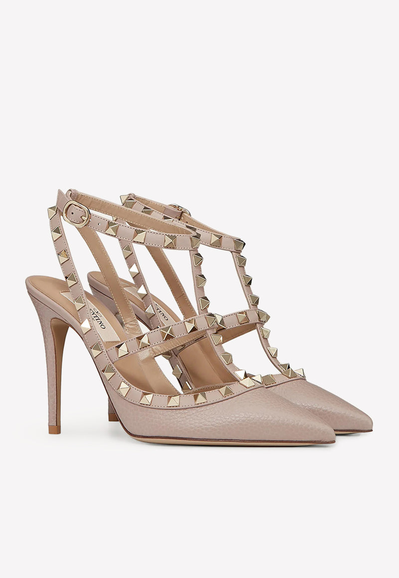 Valentino Rockstud 105 Grained Leather Pumps Blush XW2S0393VCE P45