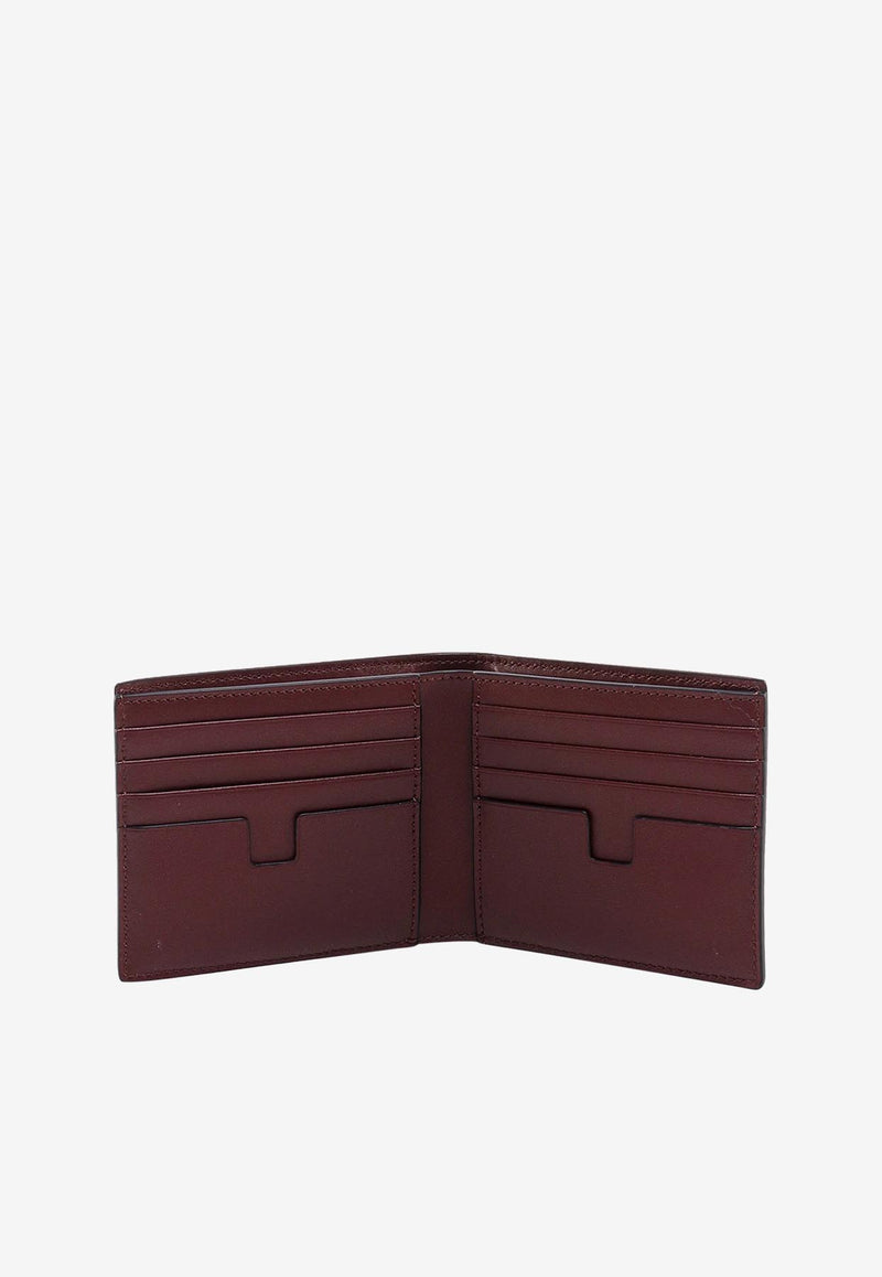 Tom Ford Logo Print Cardholder in Croc-Embossed Leather Brown Y0228-LCL239G 1B017