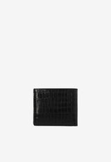 Tom Ford Logo Print Cardholder in Croc-Embossed Leather Black Y0228-LCL239G 1N001