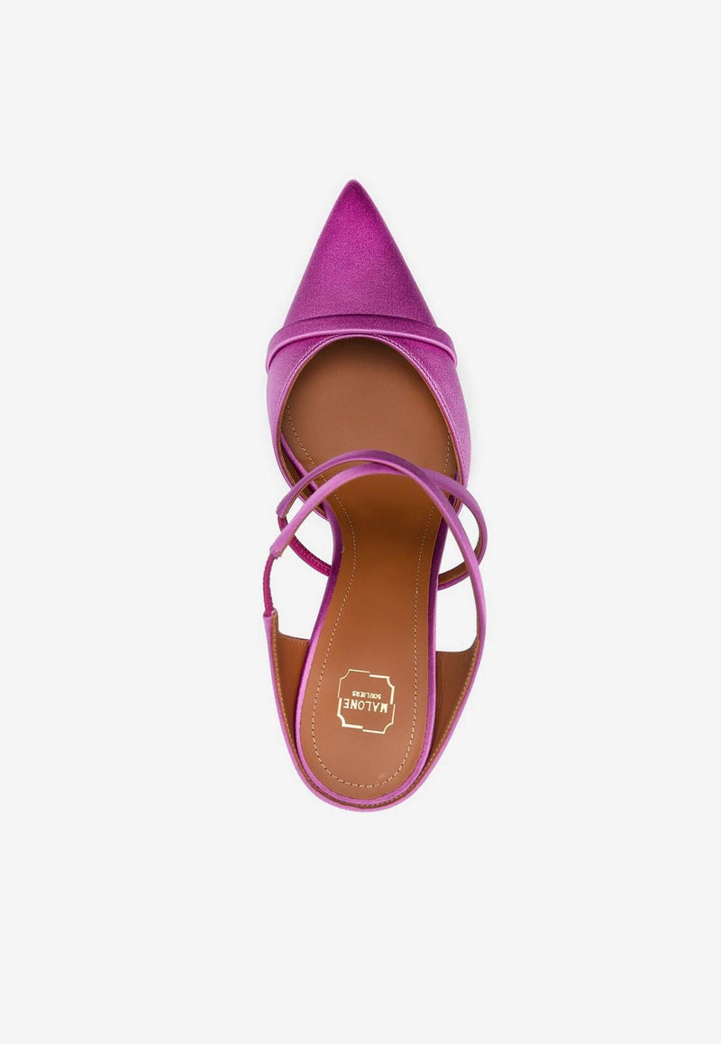 Malone Souliers Yoana 90 Pointed Satin Mules  Violet YOANA 90-1 VIOLET