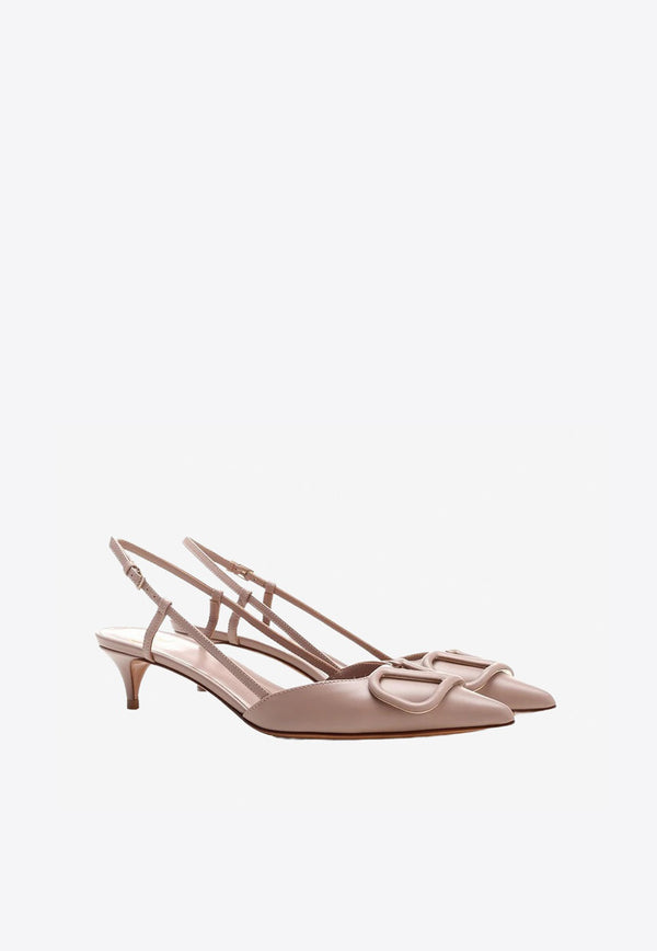 Valentino Beige Vlogo Slingback Sandals in Calfskin WW2S0Q70MZFP45