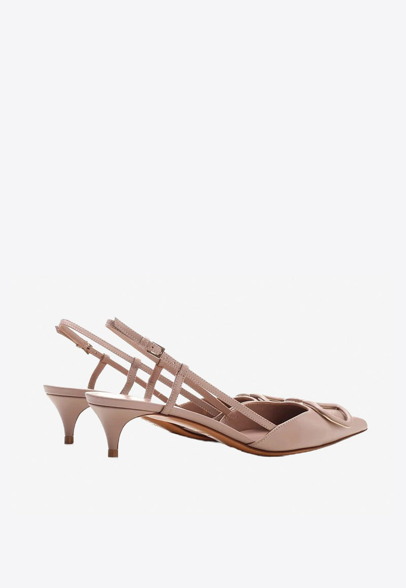 Valentino Beige Vlogo Slingback Sandals in Calfskin WW2S0Q70MZFP45