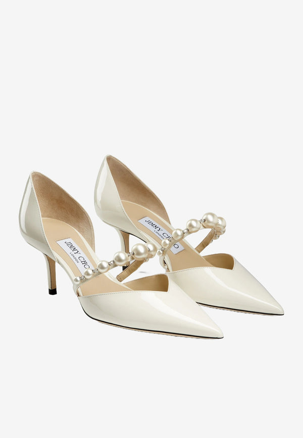 Jimmy Choo Aurelie 65 Pumps in Patent Leather White AURELIE 65 XKM LATTE/WHITE