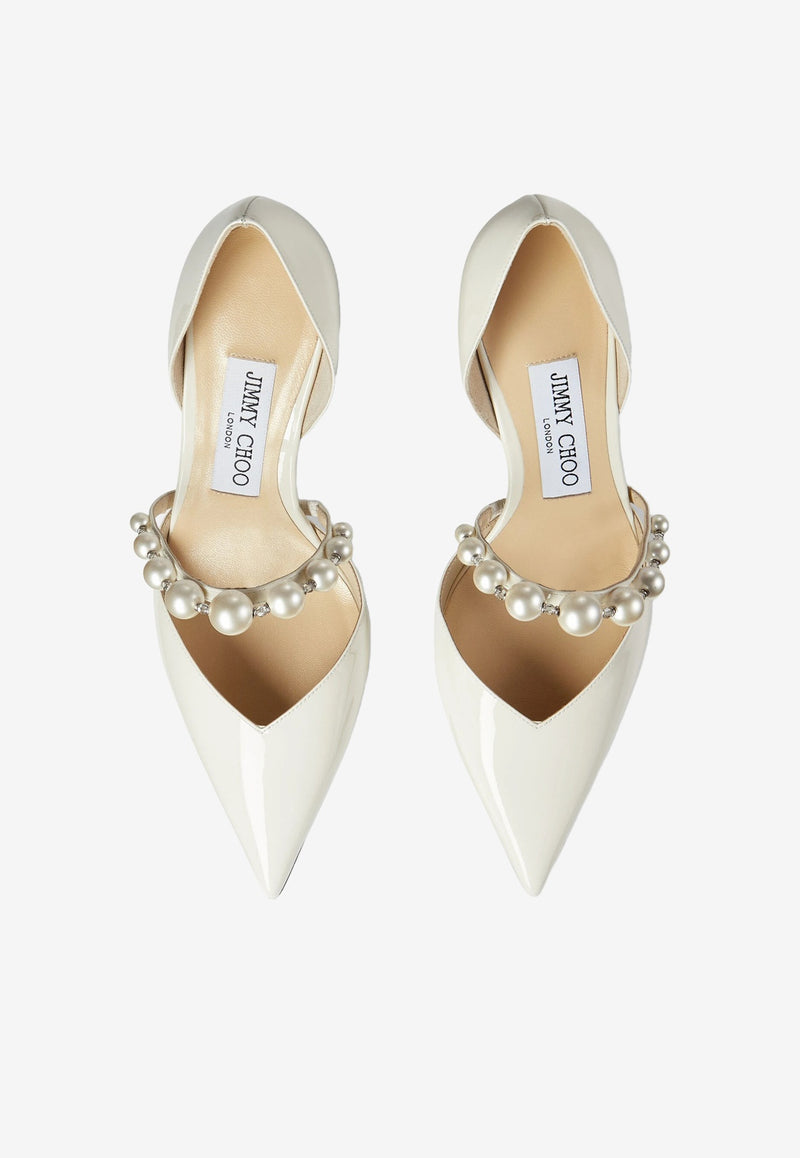 Jimmy Choo Aurelie 65 Pumps in Patent Leather White AURELIE 65 XKM LATTE/WHITE