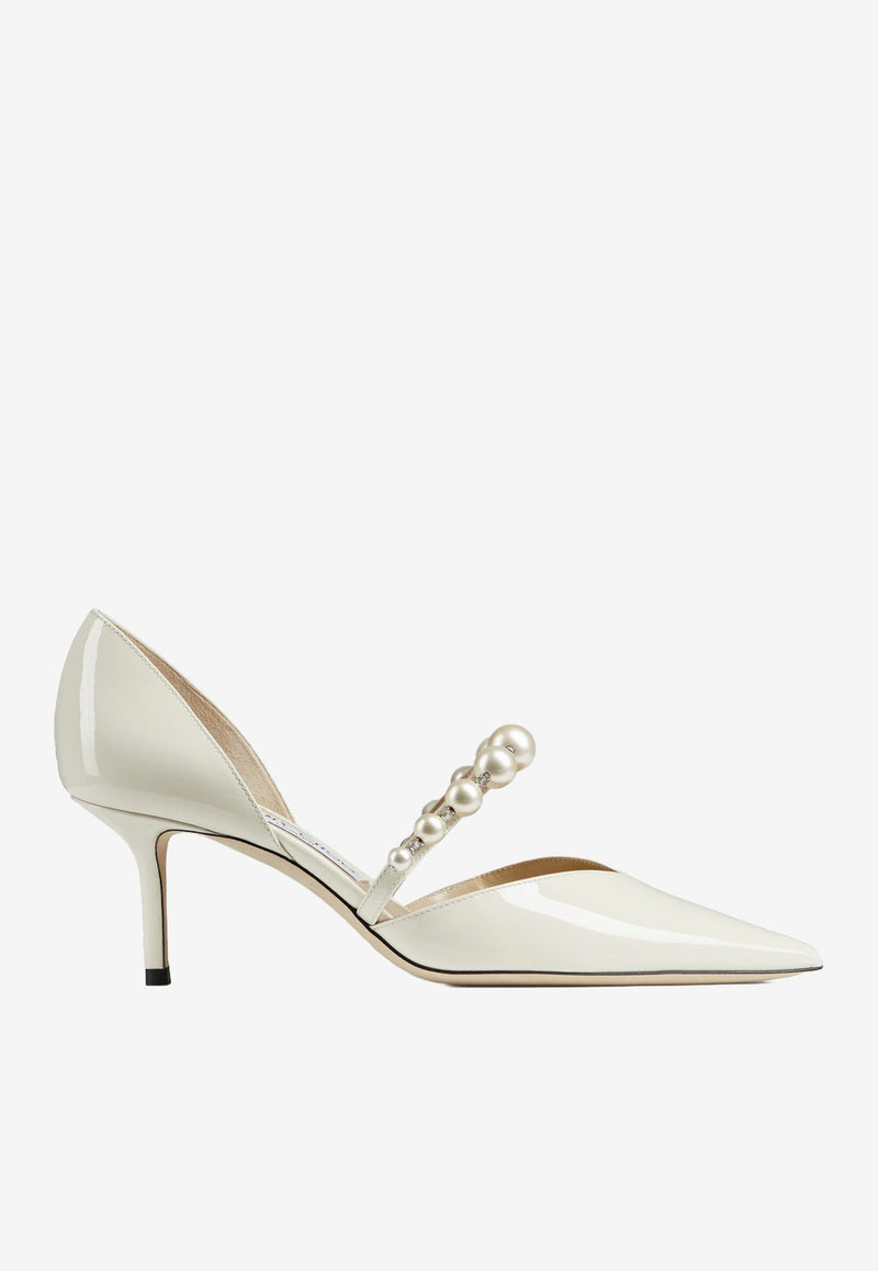 Jimmy Choo Aurelie 65 Pumps in Patent Leather White AURELIE 65 XKM LATTE/WHITE