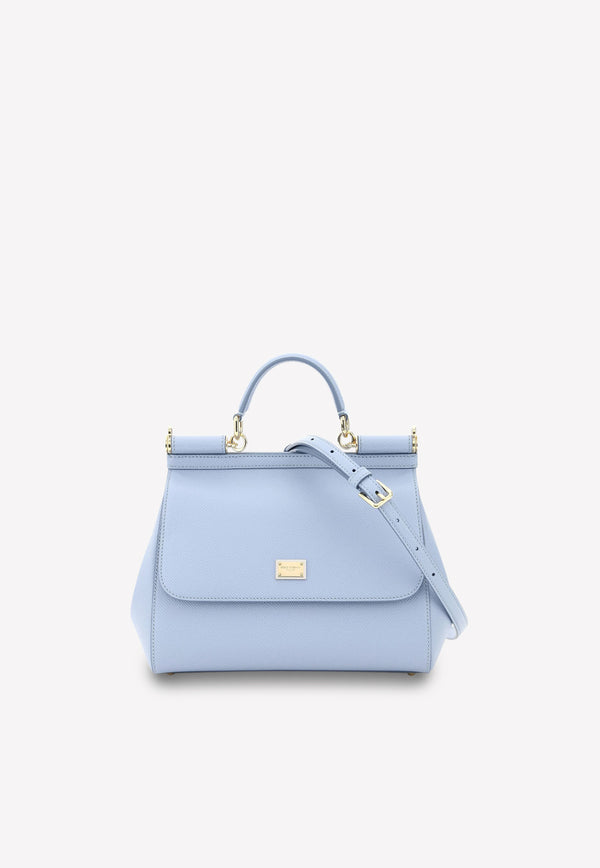 Dolce 
Gabbana Medium Sicily Top Handle Bag in Dauphine Leather Light Blue BB6002 A1001 8H422