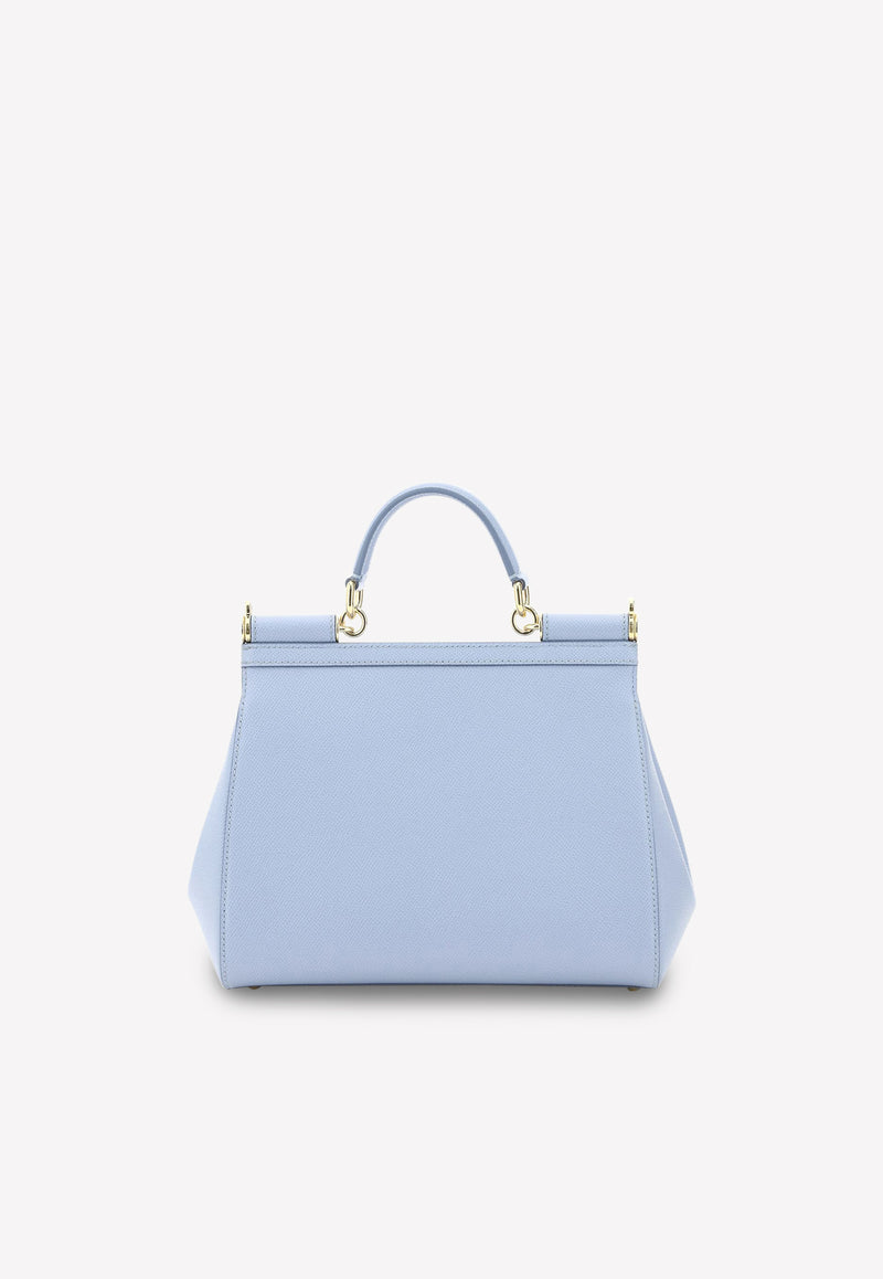 Dolce 
Gabbana Medium Sicily Top Handle Bag in Dauphine Leather Light Blue BB6002 A1001 8H422