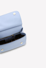 Dolce 
Gabbana Medium Sicily Top Handle Bag in Dauphine Leather Light Blue BB6002 A1001 8H422