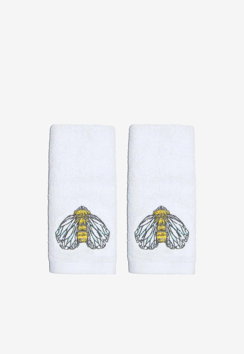 Stitch Jo Buzzing Bee Face Towels - Set of 2 White