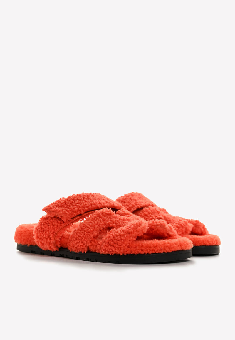 Hermès Chypre Sandals in Woolskin Orange WFPSHCSW-Orange