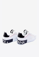 Dolce 
Gabbana White Portofino Low-Top Leather Sneakers CS1760 AH526 89697