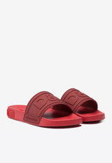 Dolce 
Gabbana Red Beachwear Sliders with Embossed Logo Strap CS1786 AX389 89902