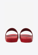 Dolce 
Gabbana Red Beachwear Sliders with Embossed Logo Strap CS1786 AX389 89902