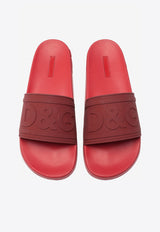 Dolce 
Gabbana Red Beachwear Sliders with Embossed Logo Strap CS1786 AX389 89902