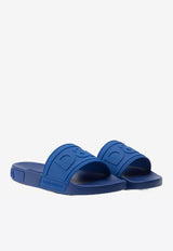 Dolce 
Gabbana Blue Beachwear Sliders with Embossed Logo Strap CS1786 AX389 89903