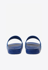 Dolce 
Gabbana Blue Beachwear Sliders with Embossed Logo Strap CS1786 AX389 89903