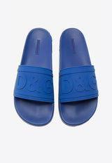 Dolce 
Gabbana Blue Beachwear Sliders with Embossed Logo Strap CS1786 AX389 89903