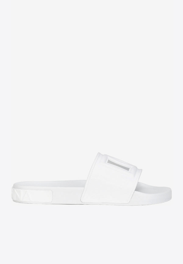 Dolce 
Gabbana White DG Millennials Beachwear Sliders CS1886 AO666 8B930