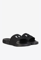 Dolce 
Gabbana Black DG Millennials Beachwear Sliders CS1886 AO666 8B956